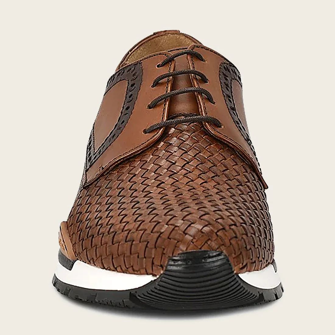 Cuadra | Honey Leather Sneaker With Interwoven Section