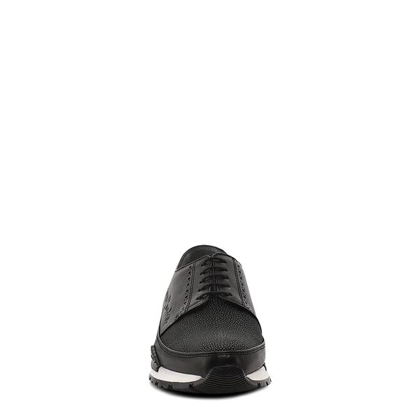 Cuadra | Hand-Painted Black Exotic Leather Sneakers