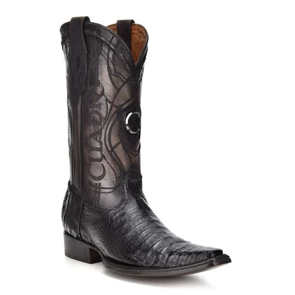 Cuadra | Engraved Black Cayman Leather Boot