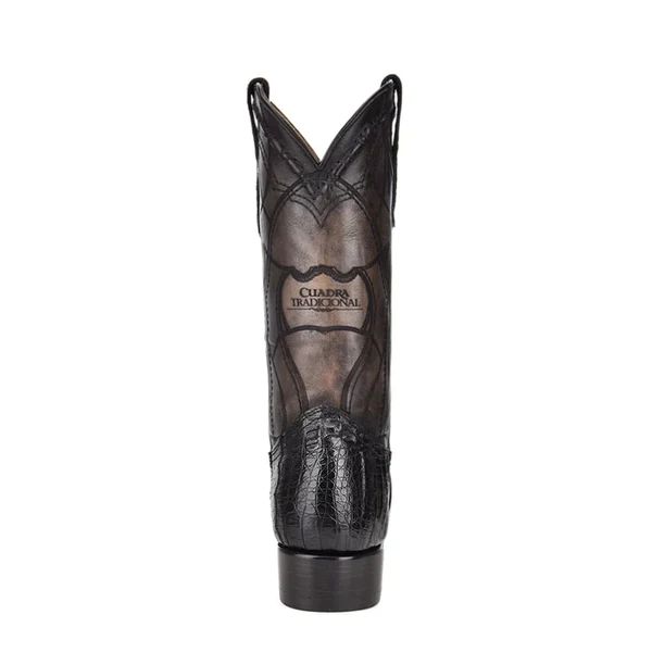 Cuadra | Engraved Black Cayman Leather Boot