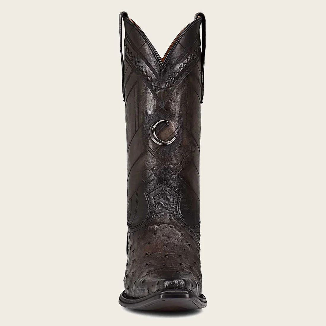 Cuadra | Engraved Grey Exotic Leather Boot-Ostrich - Grey