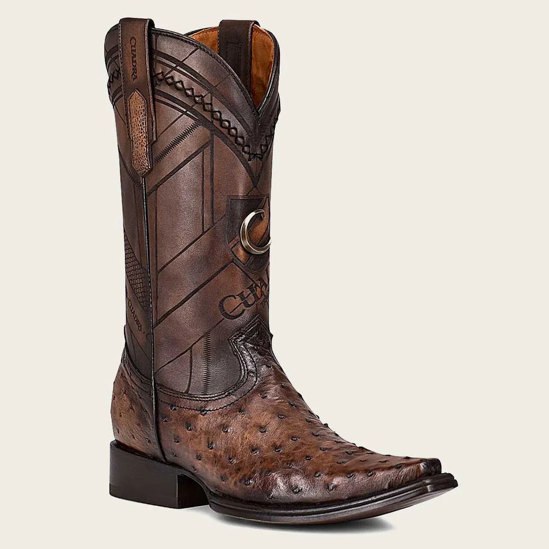 Cuadra | Engraved Dark Brown Leather Boot