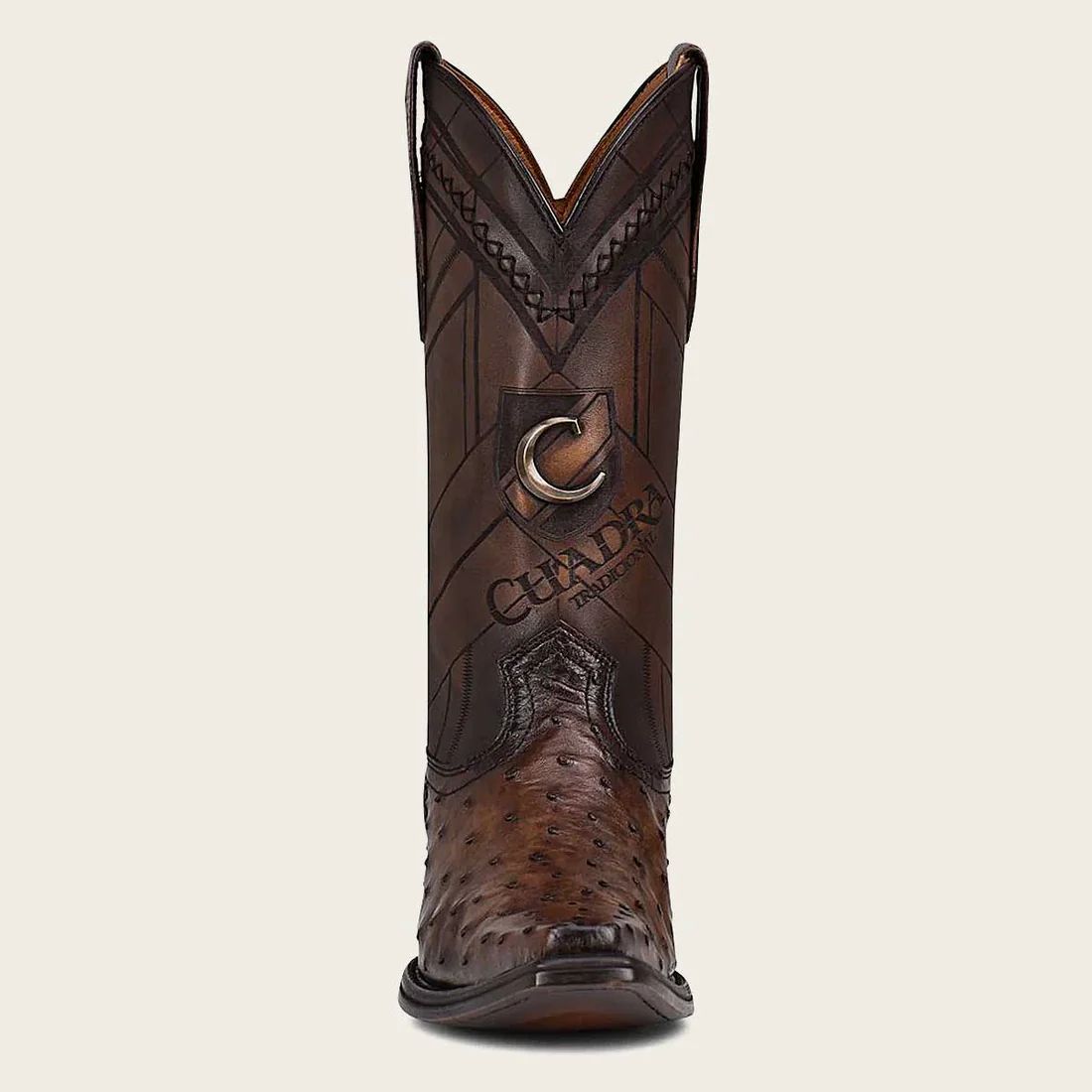Cuadra | Engraved Dark Brown Leather Boot