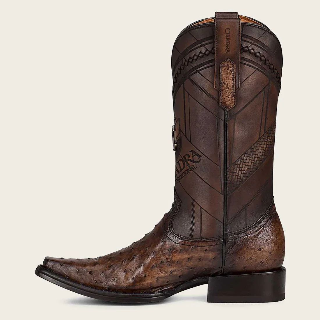 Cuadra | Engraved Dark Brown Leather Boot