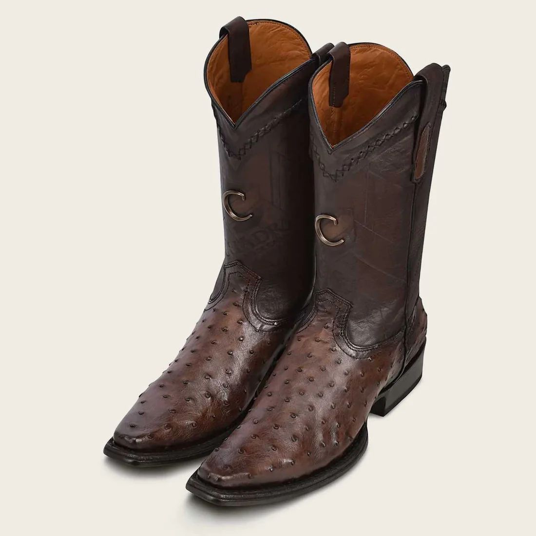 Cuadra | Engraved Dark Brown Leather Boot