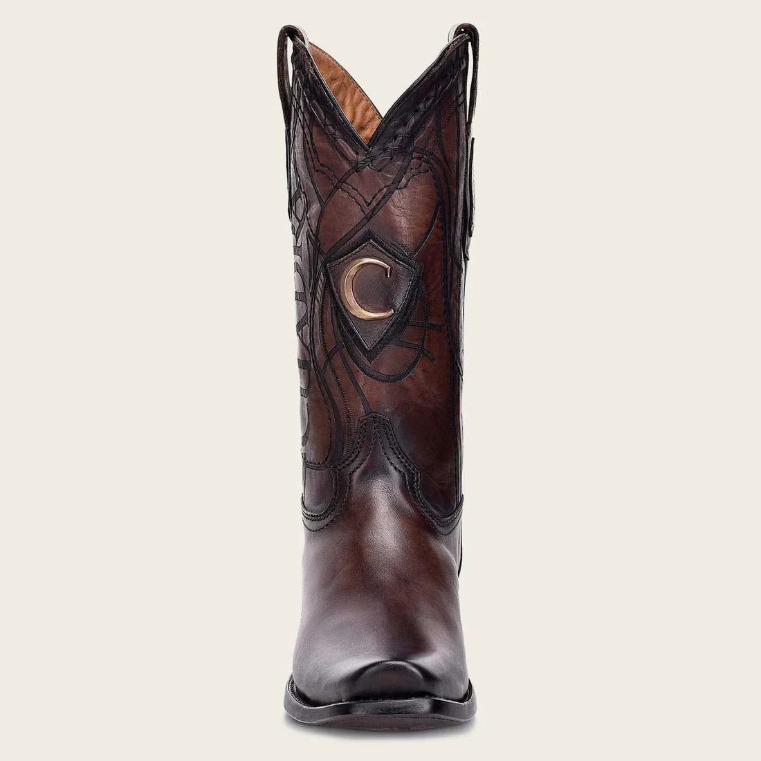 Cuadra | Engraved Brown Leather Western Boot-Bovine - Brown