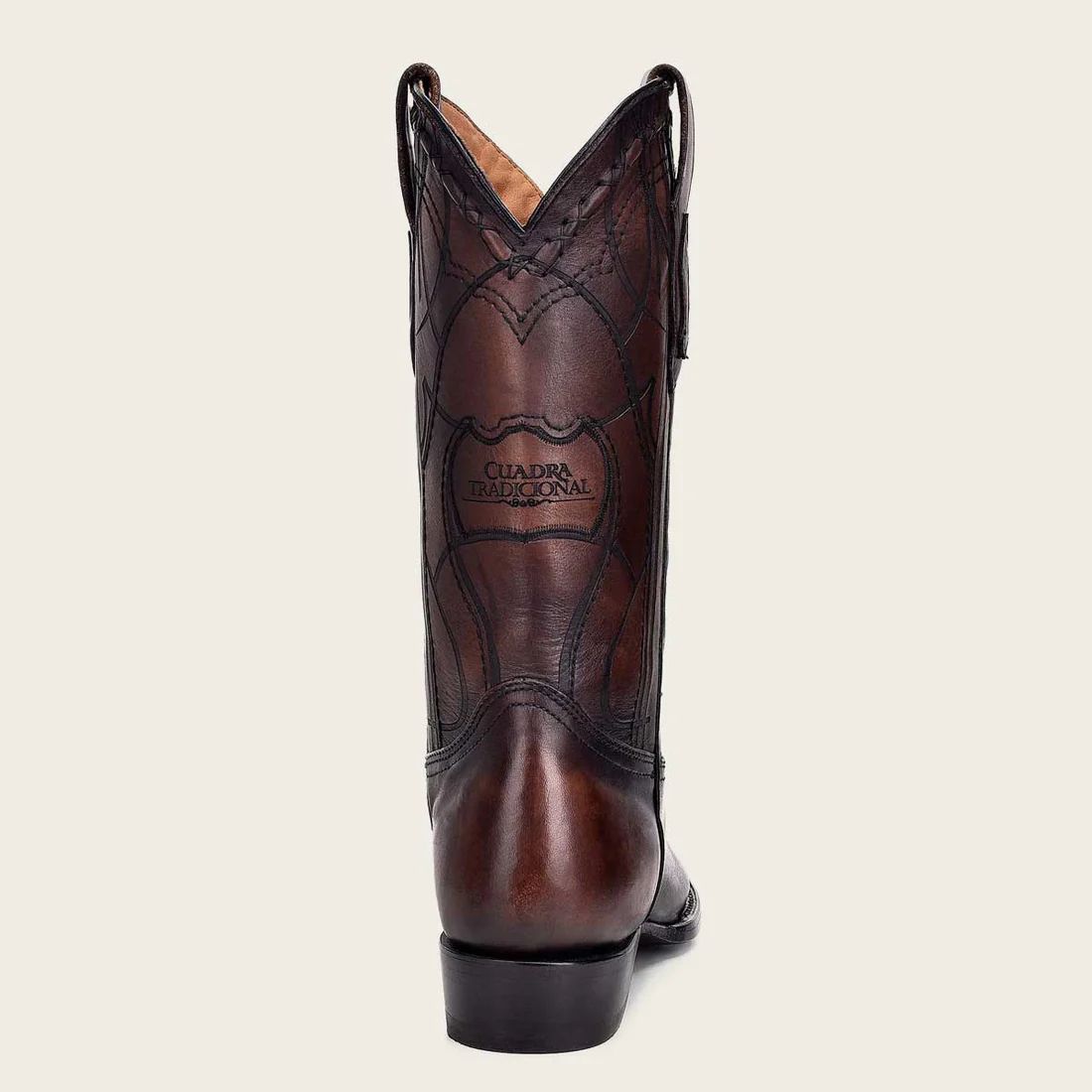 Cuadra | Engraved Brown Leather Western Boot-Bovine - Brown