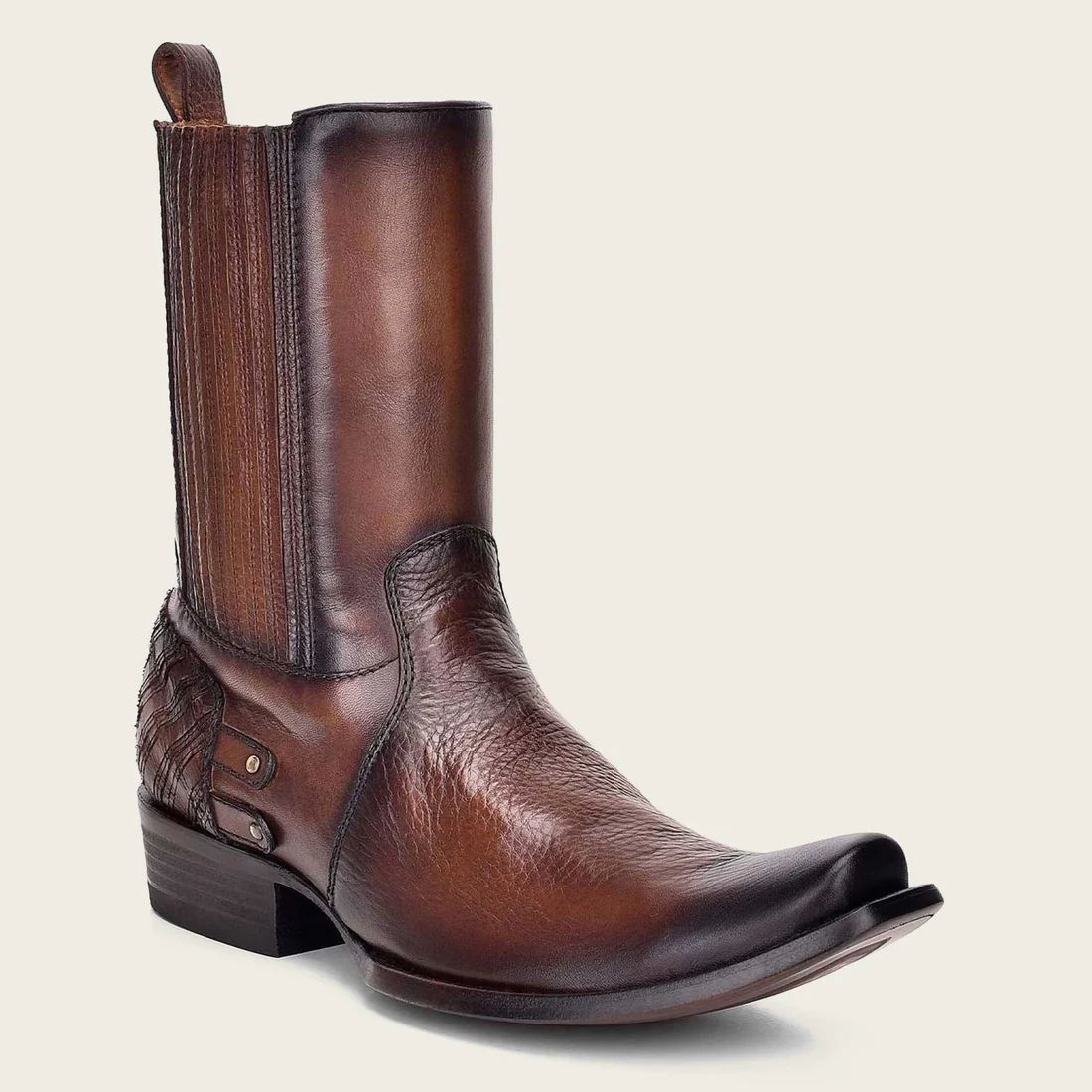 Cuadra | Hand-Painted Brown Leather Laser Cut Detail Boot