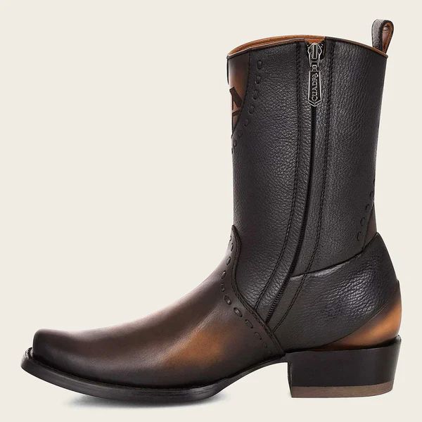Cuadra | Engraved Black Leather Boot
