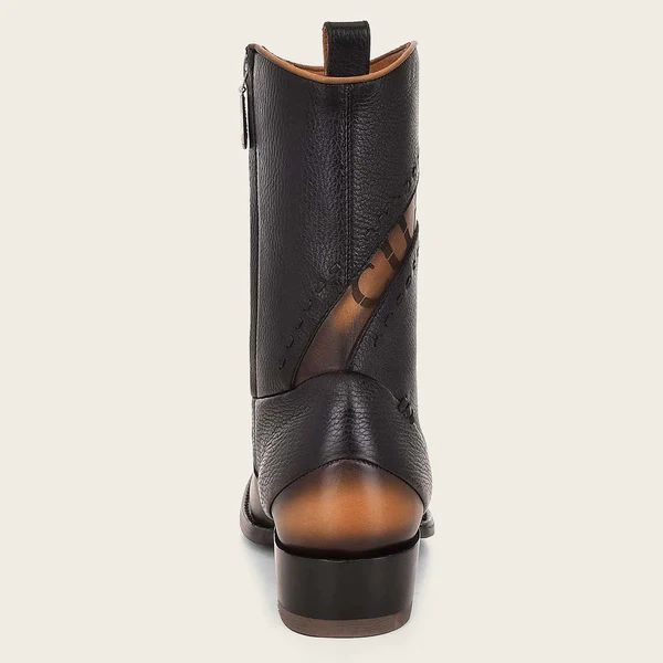 Cuadra | Engraved Black Leather Boot