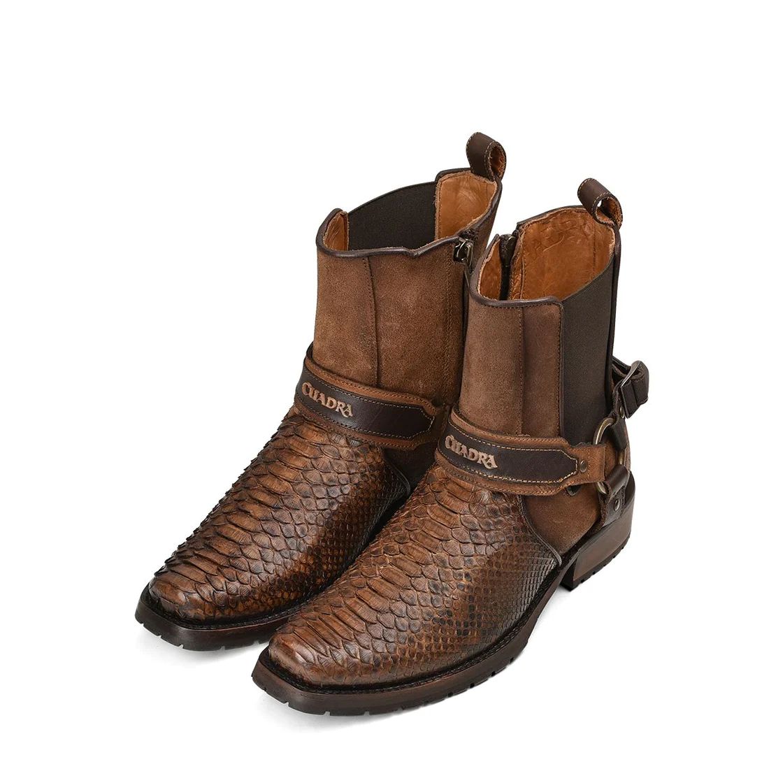 Cuadra | Urban Hand-Painted Brown Python Leather Boot - Click Image to Close