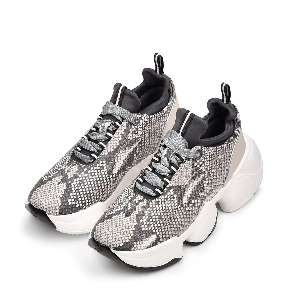 Cuadra | Genuine Python Grey Leather Sneakers