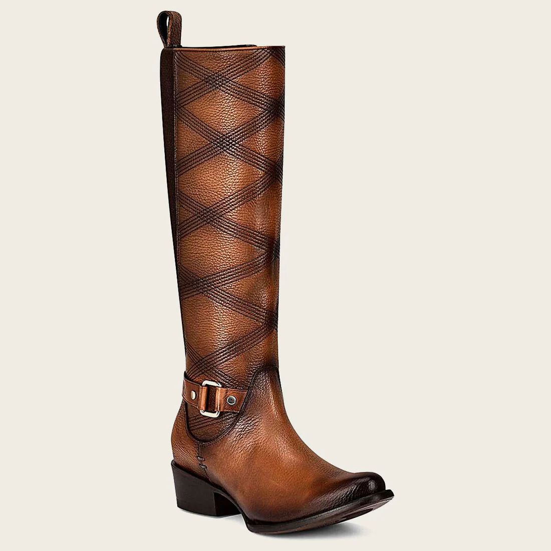 Cuadra | Embroidered Honey Leather Boot