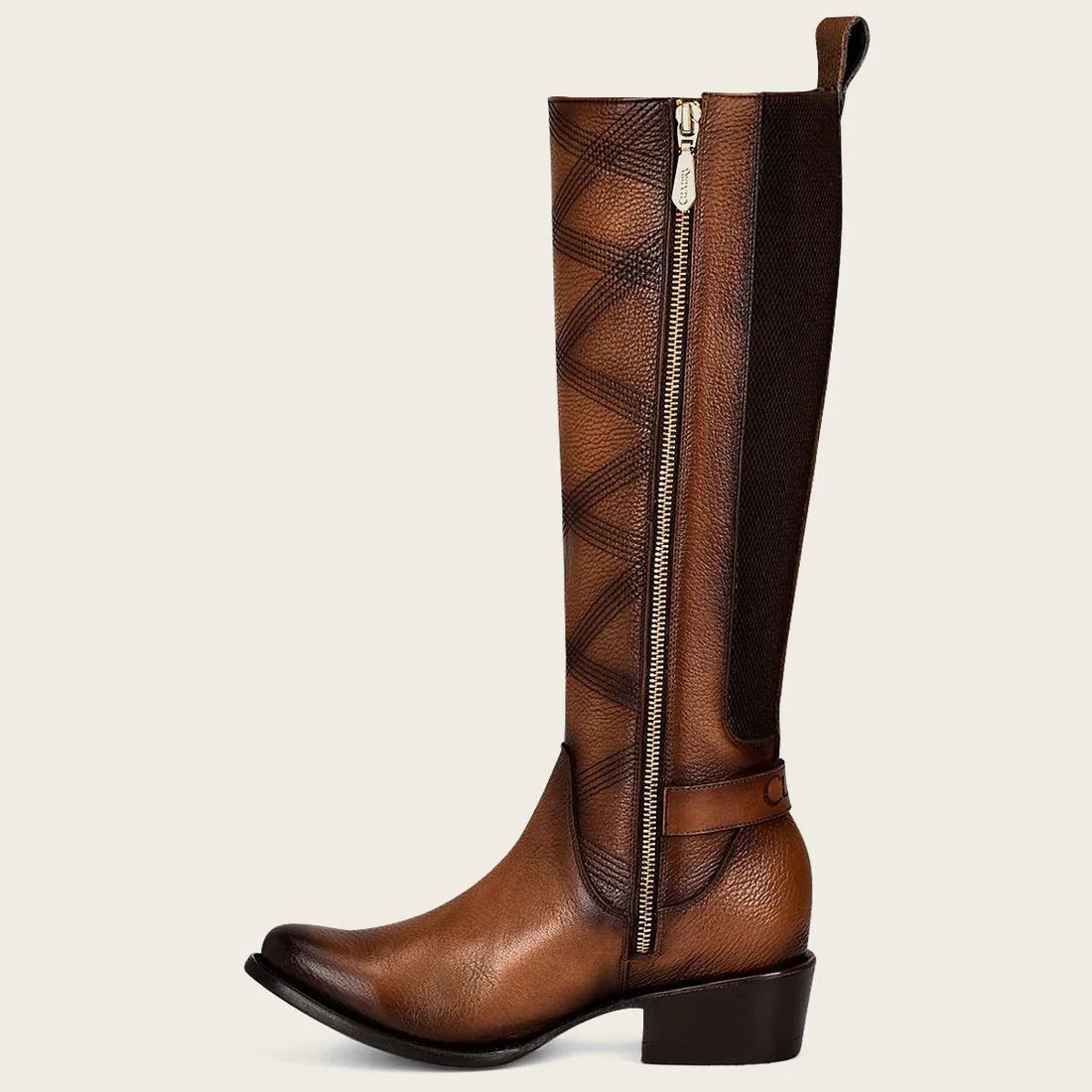 Cuadra | Embroidered Honey Leather Boot