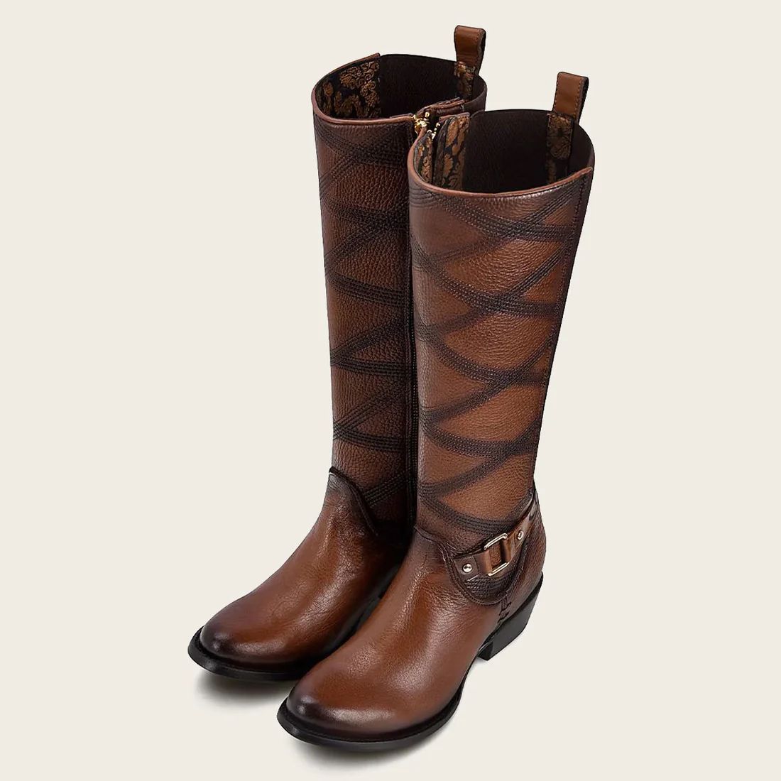 Cuadra | Embroidered Honey Leather Boot