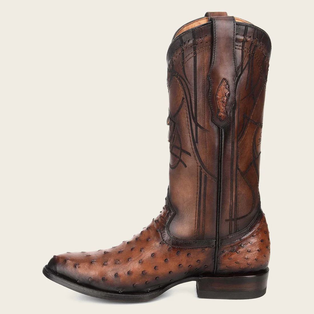 Cuadra | Engraved Brown Leather Boot