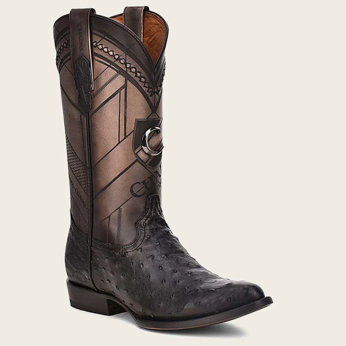 Cuadra | Engraved Ostrich Leather Western Boot