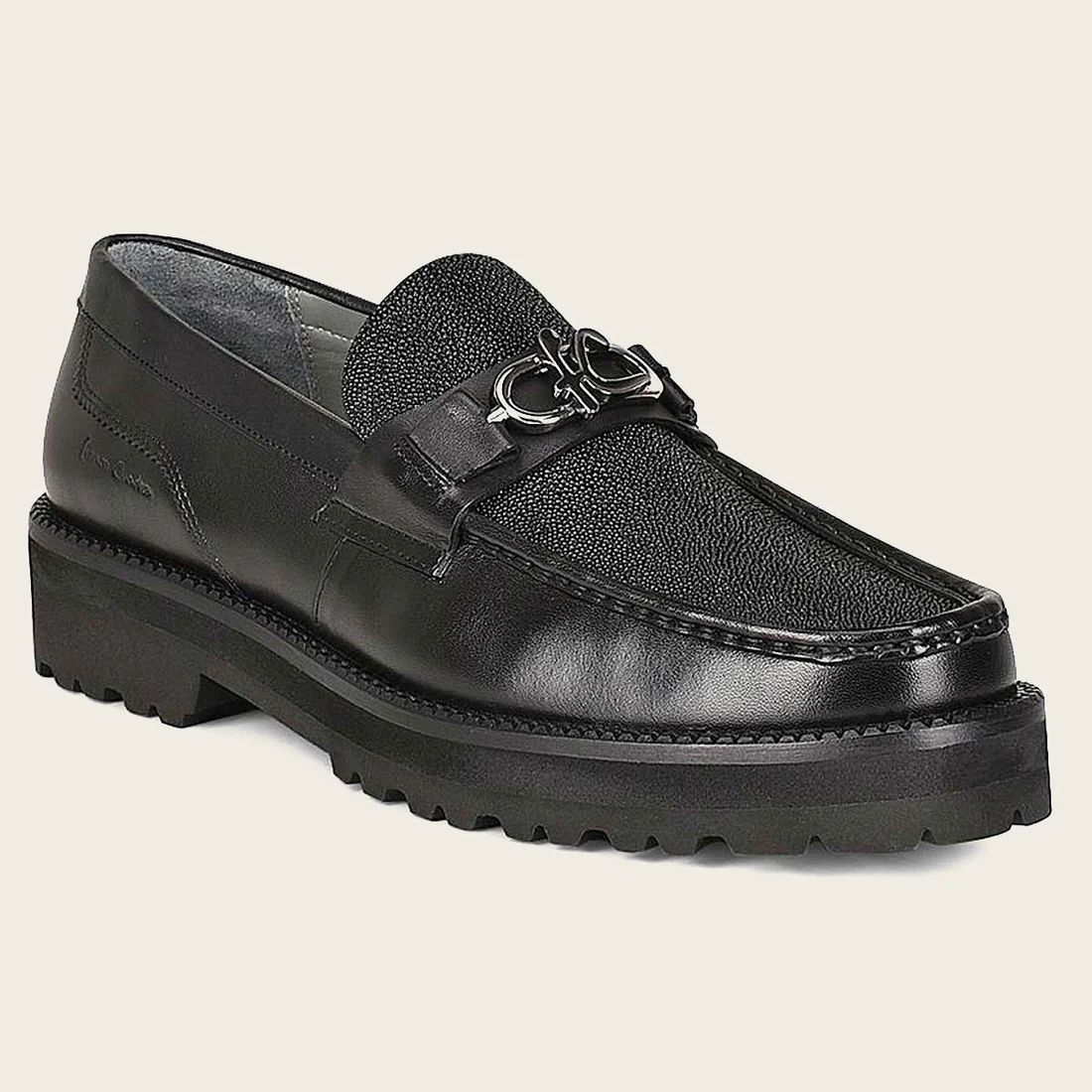 Cuadra | Men Loafer Shoe In Black Genuine Stingray Leather