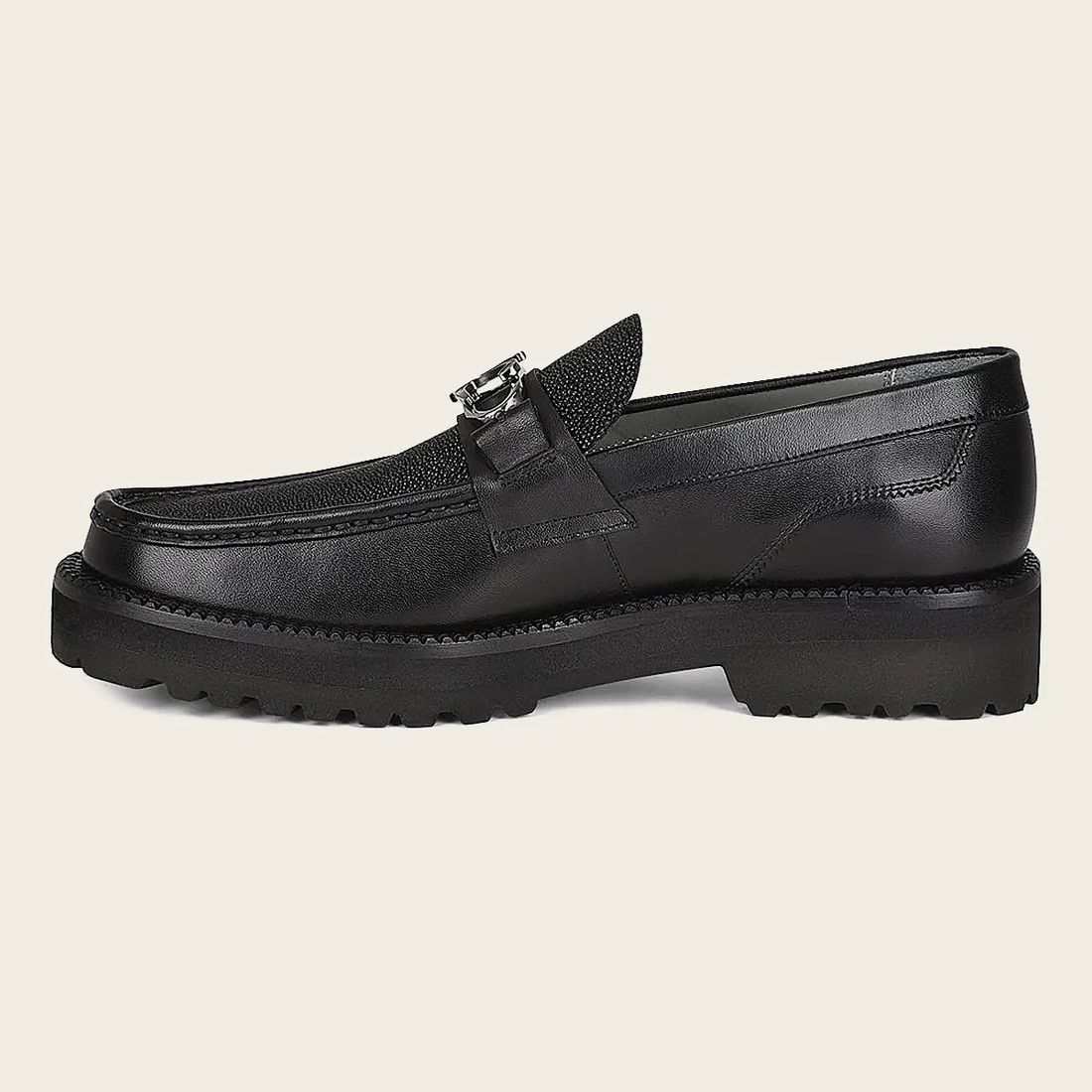 Cuadra | Men Loafer Shoe In Black Genuine Stingray Leather