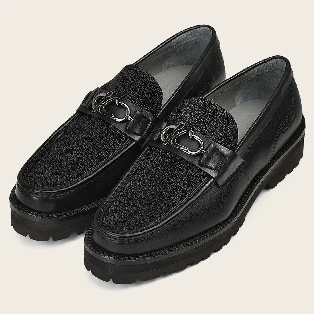 Cuadra | Men Loafer Shoe In Black Genuine Stingray Leather