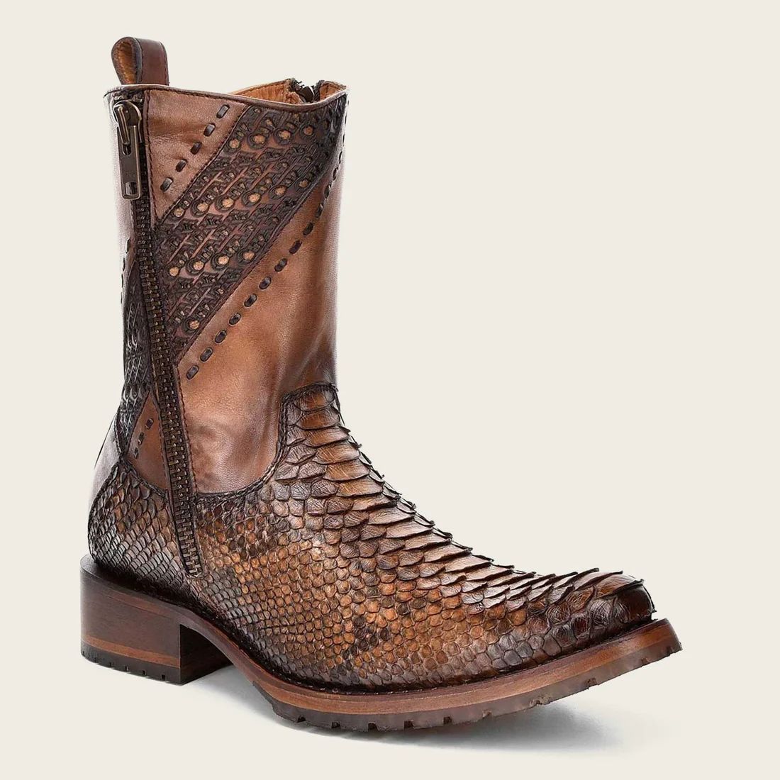 Cuadra | Engraved Honey Leather Boot