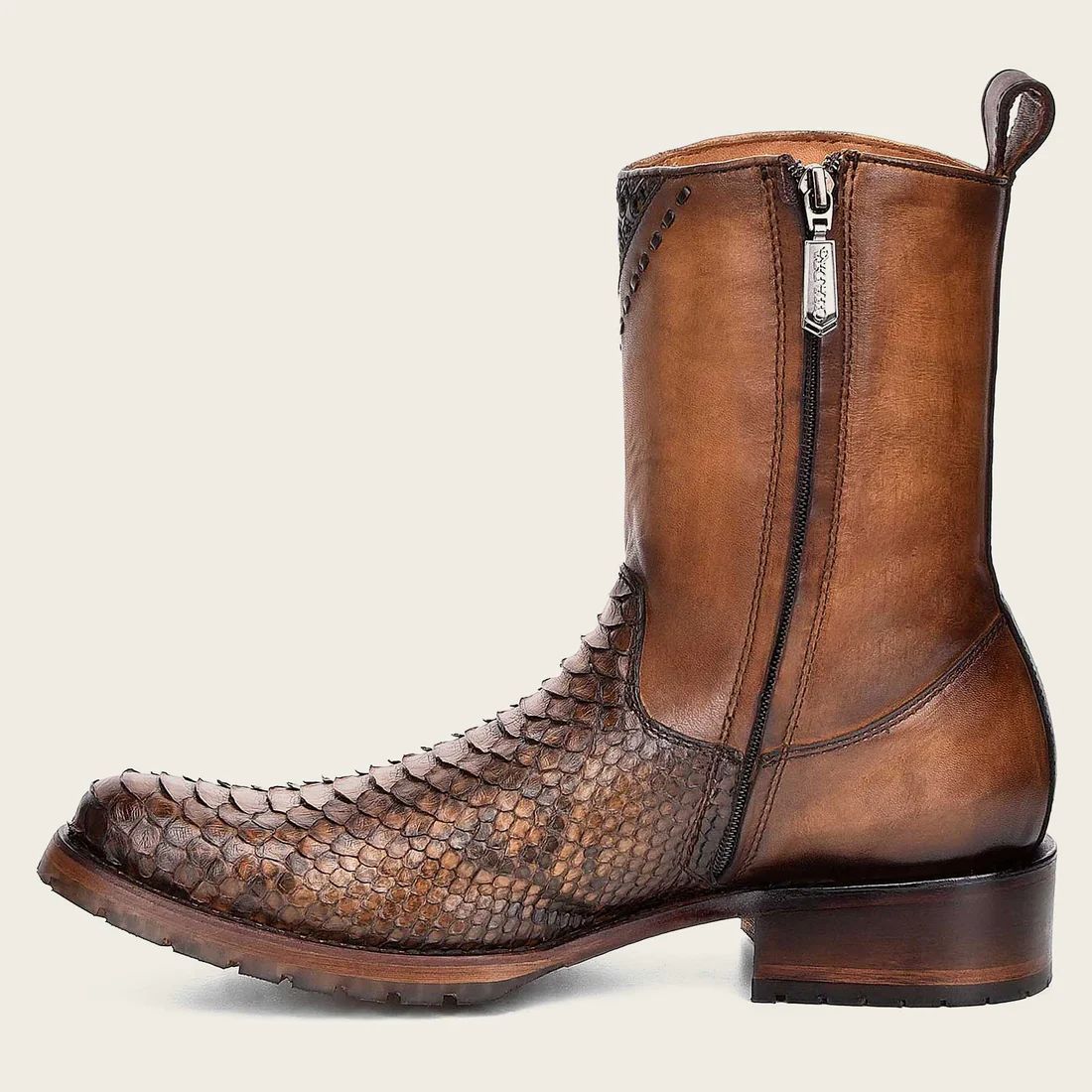 Cuadra | Engraved Honey Leather Boot