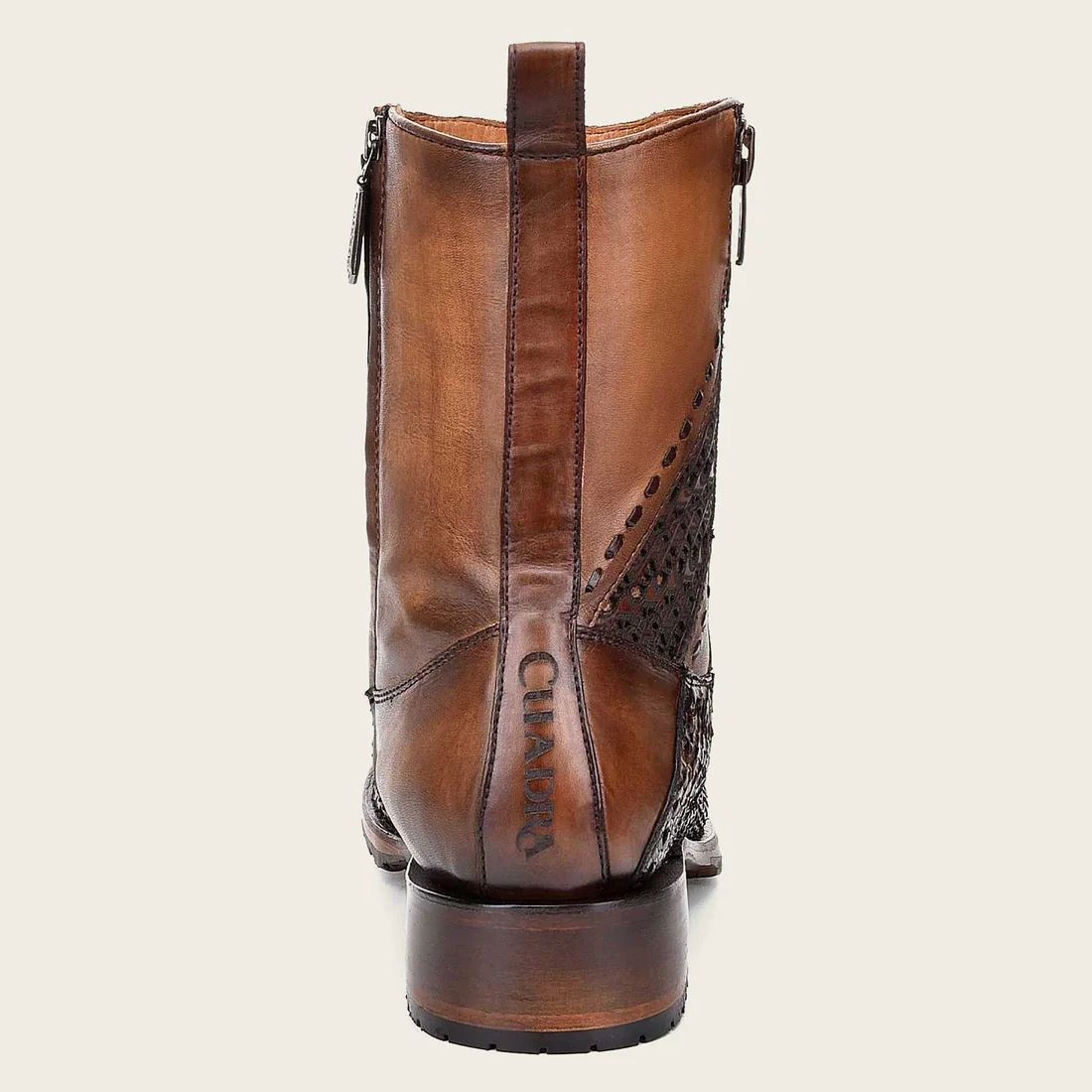 Cuadra | Engraved Honey Leather Boot