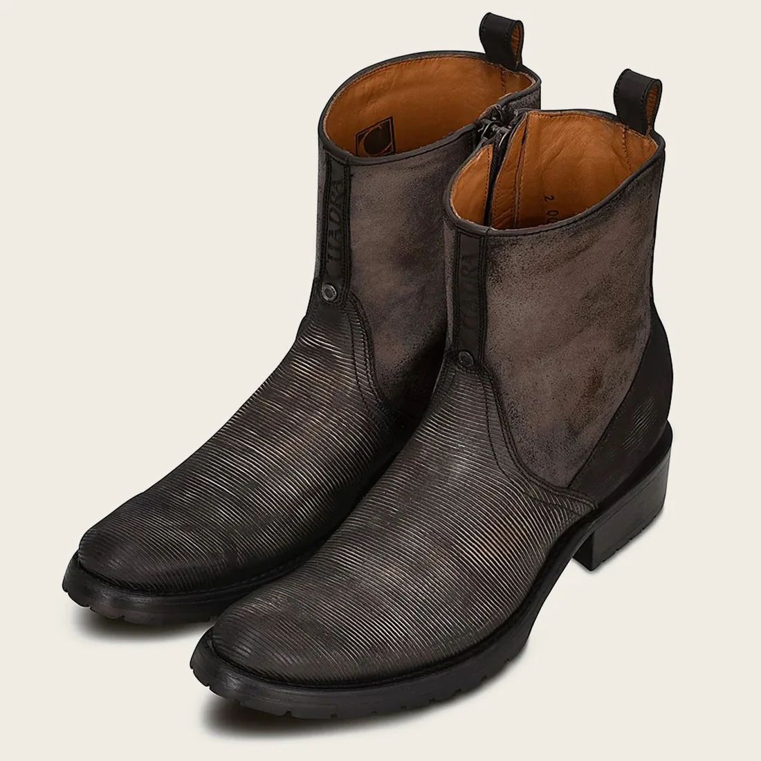 Cuadra | Grey Biker Urban Leather Boot-Bovine - Grey