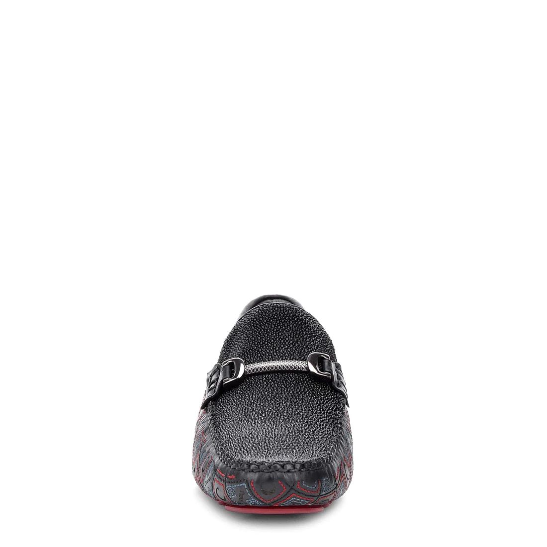 Cuadra | Genuine Stingray Embroidered Black Leather Driver