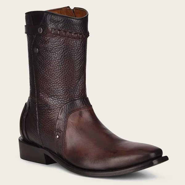 Cuadra | Hand-Painted Brown Contrasting Texture Leather Boot