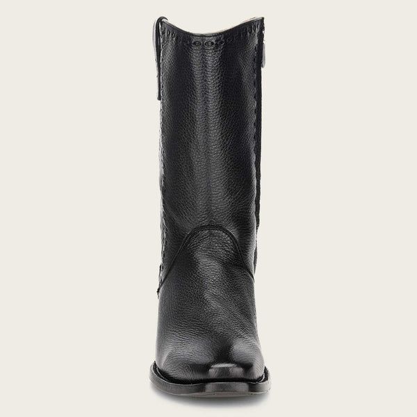 Cuadra | Engraved Black Deer Leather Boot