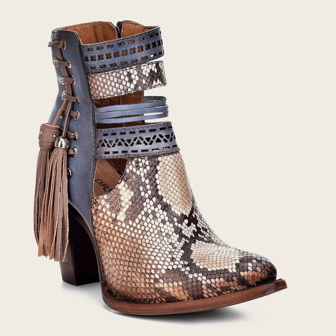 Cuadra | Genuine Python Blue Leather Bootie