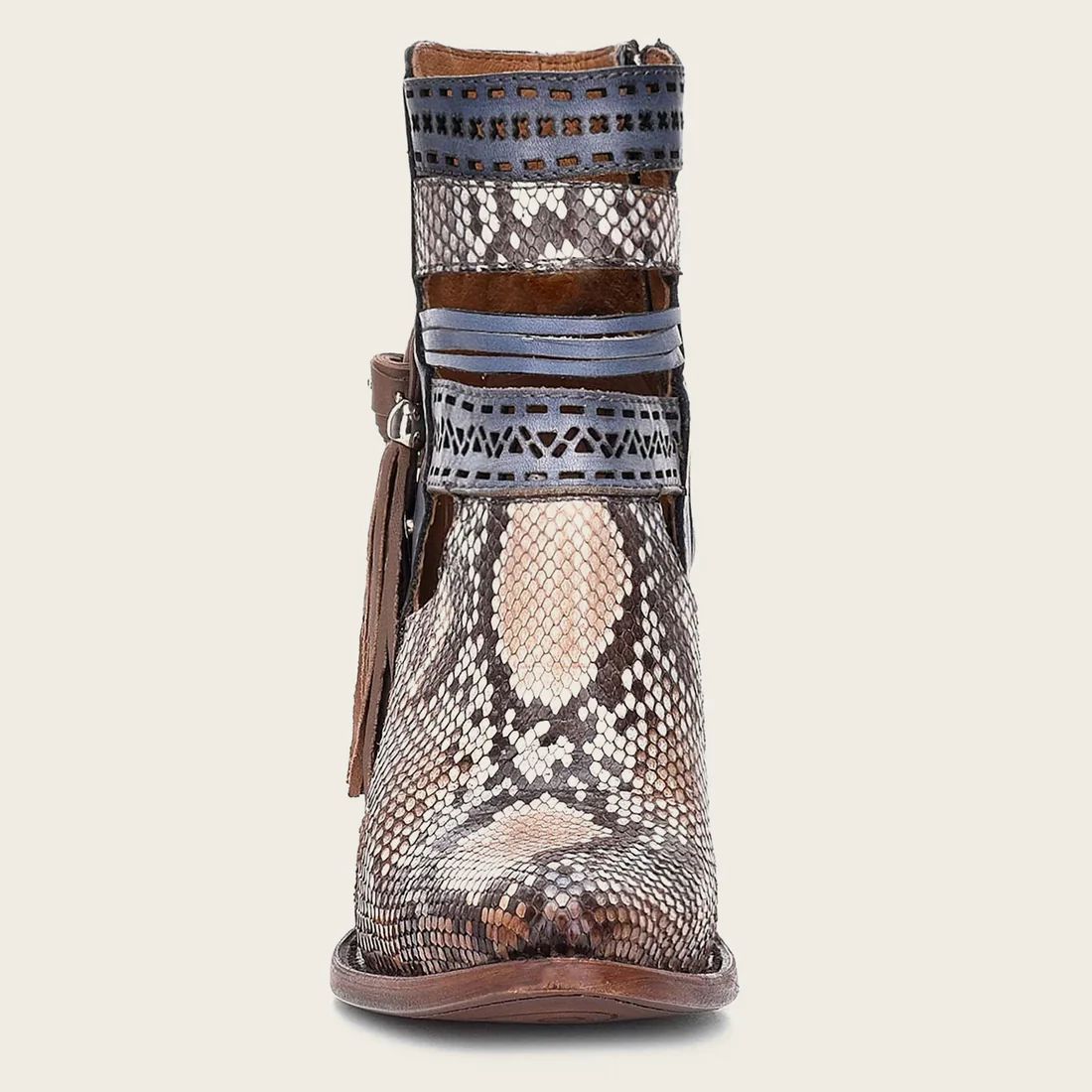 Cuadra | Genuine Python Blue Leather Bootie