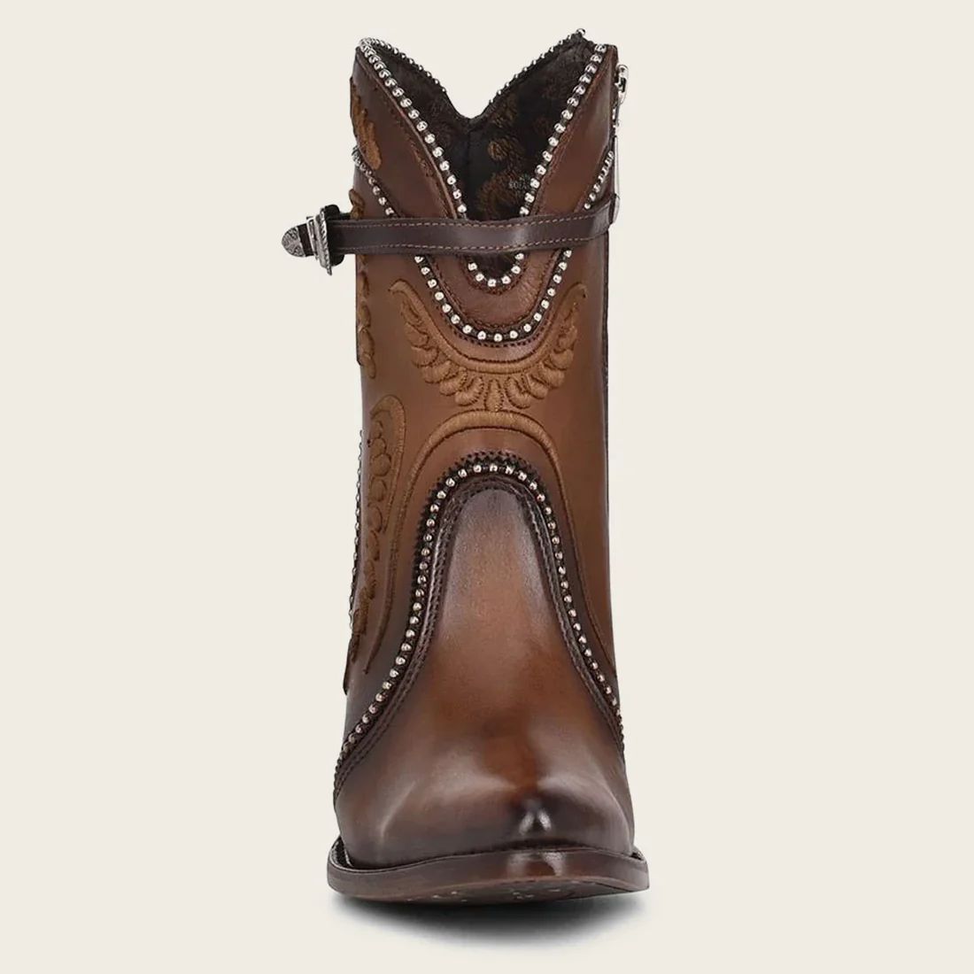 Cuadra | Embroidered Honey Leather Western Bootie-Bovine - Honey