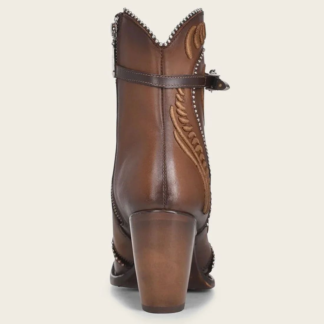 Cuadra | Embroidered Honey Leather Western Bootie-Bovine - Honey