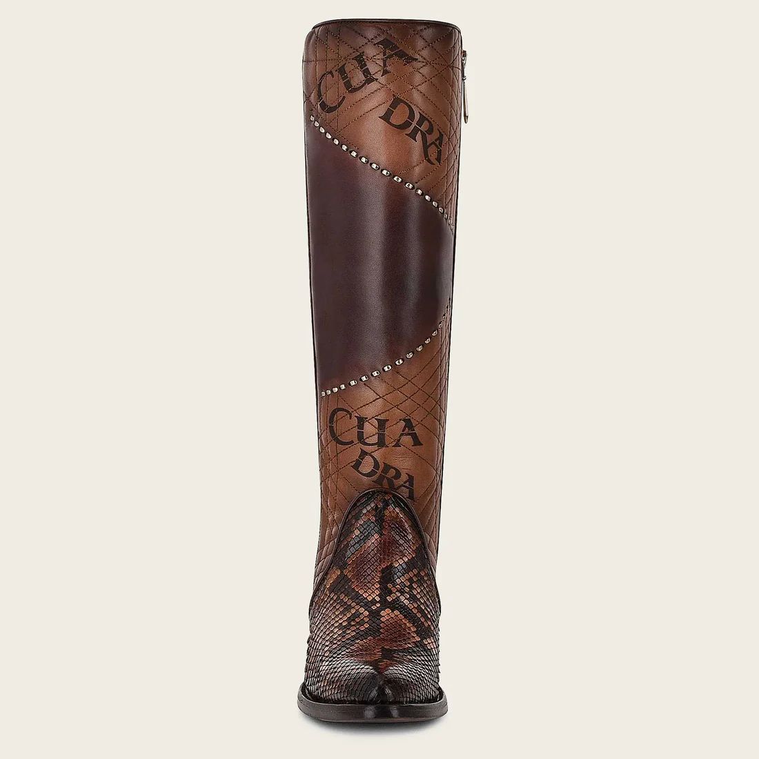 Cuadra | Genuine Python Brown Leather Boot With Laser Engraved Details