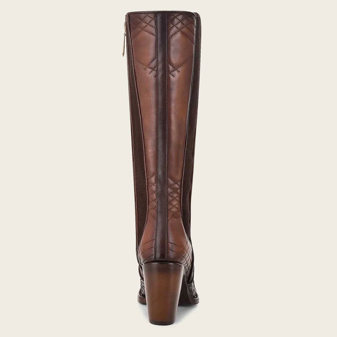 Cuadra | Genuine Python Brown Leather Boot With Laser Engraved Details