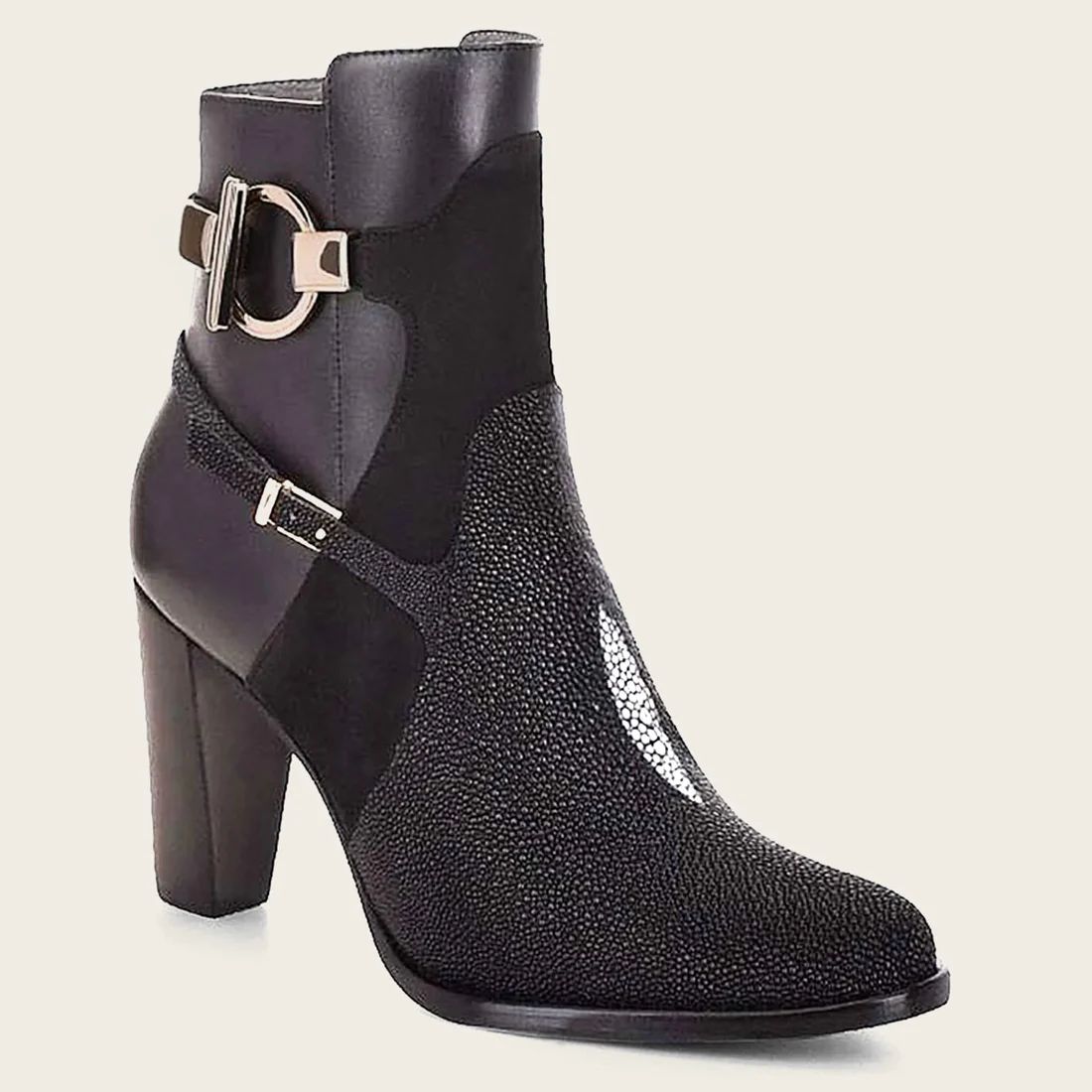 Cuadra | Black Ankle Boots In Genuine Stingray Leather - Click Image to Close