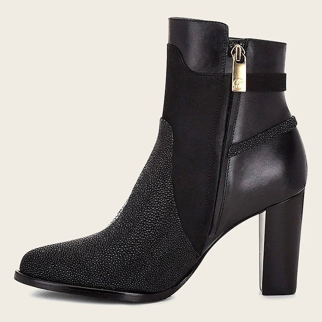 Cuadra | Black Ankle Boots In Genuine Stingray Leather - Click Image to Close