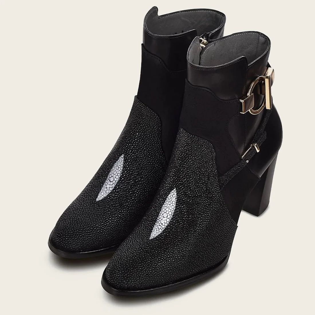 Cuadra | Black Ankle Boots In Genuine Stingray Leather