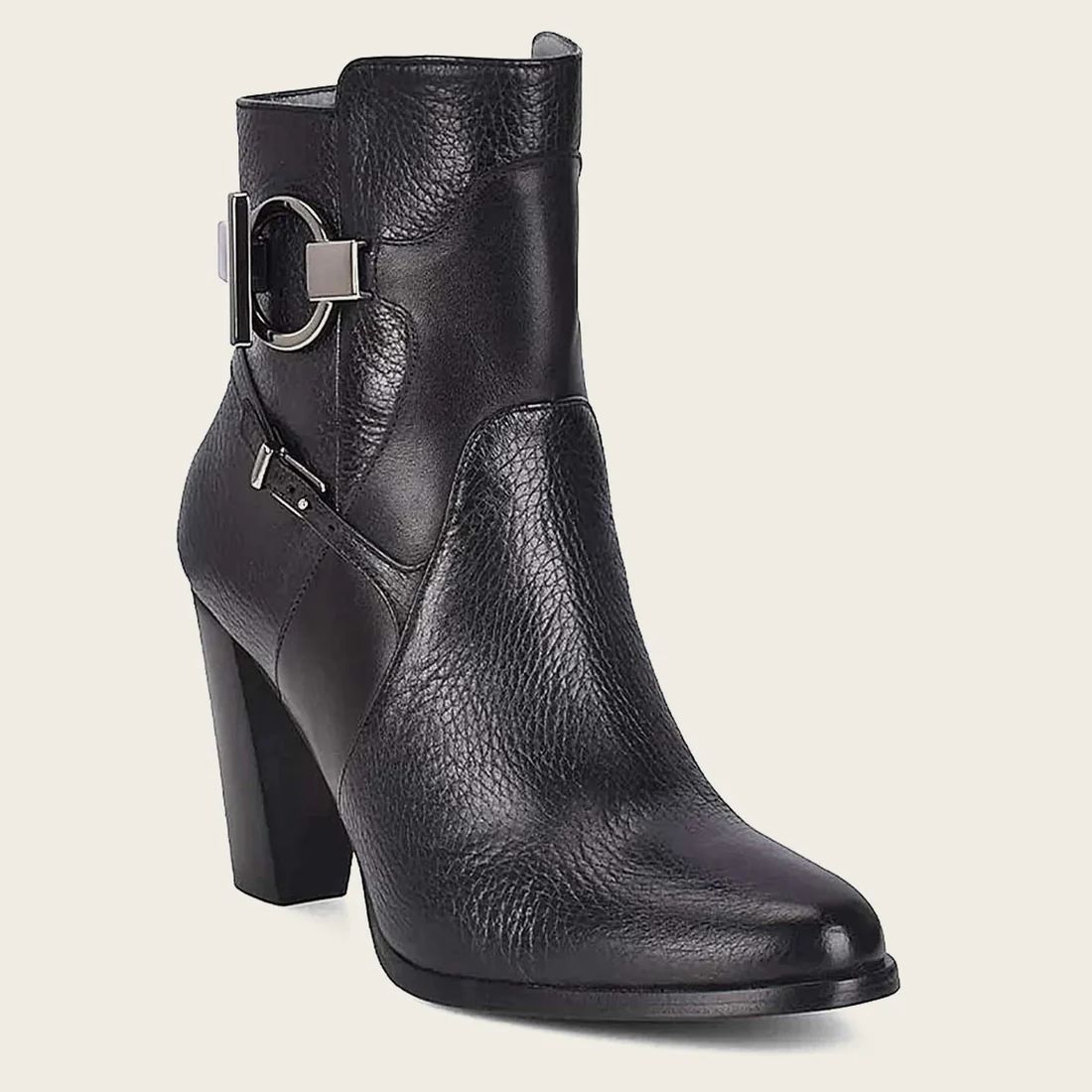 Cuadra | Genuine Deer Black Leather Bootie