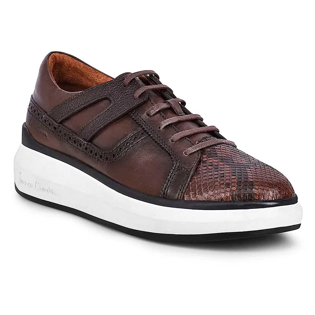 Cuadra | Hand-Painted Python Chocolate Leather Sneakers