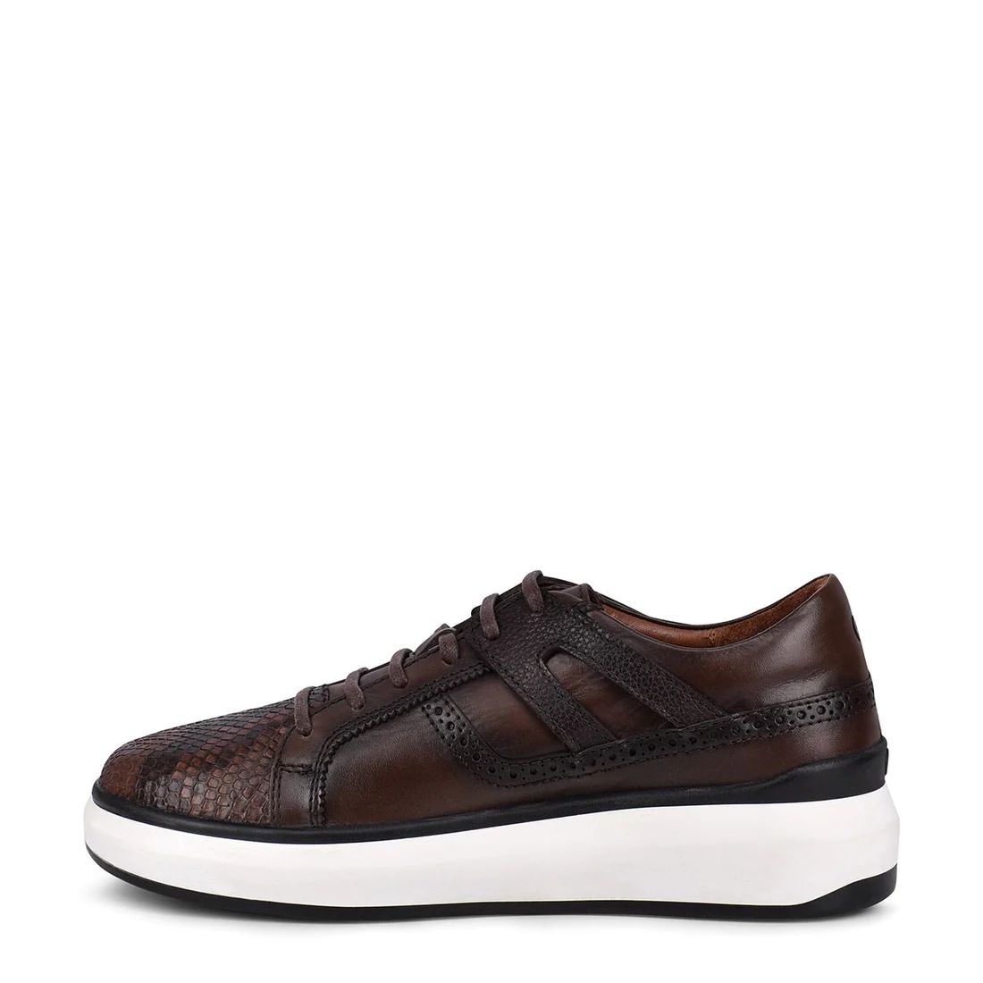 Cuadra | Hand-Painted Python Chocolate Leather Sneakers