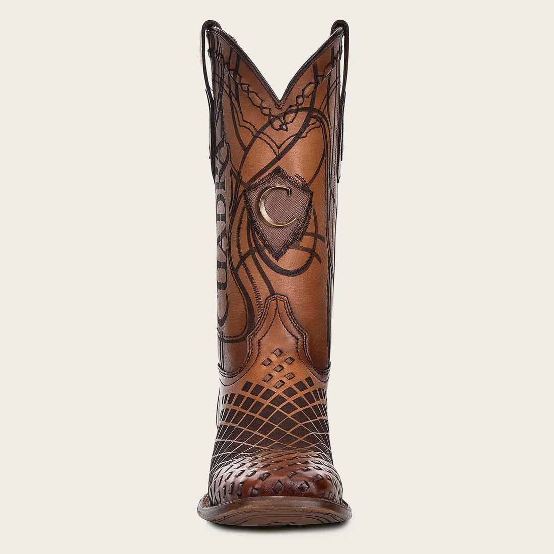 Cuadra | Engraved Honey Leather Western Boot