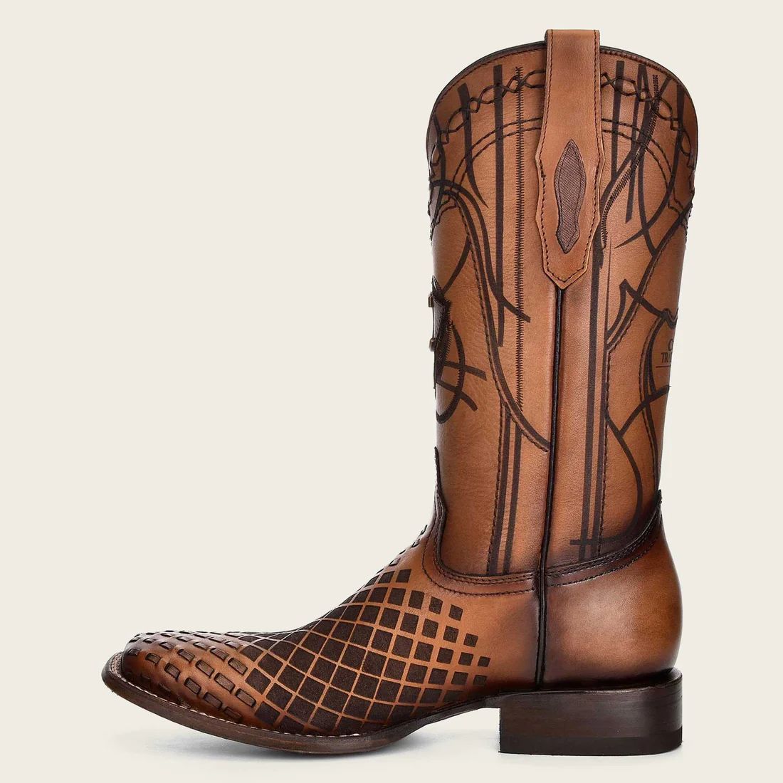 Cuadra | Engraved Honey Leather Western Boot