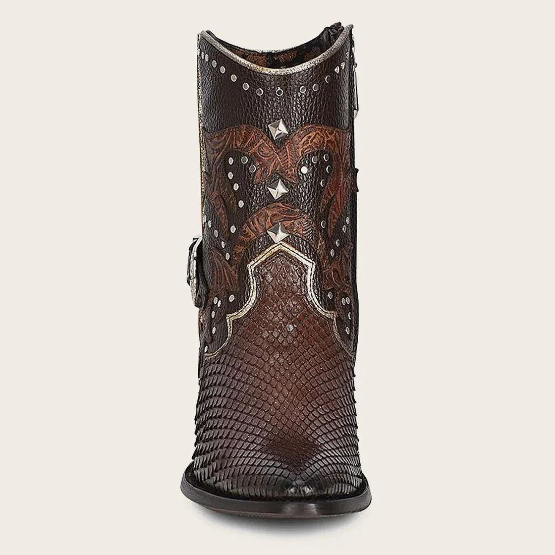 Cuadra | Brown Western Exotic Leather Bootie