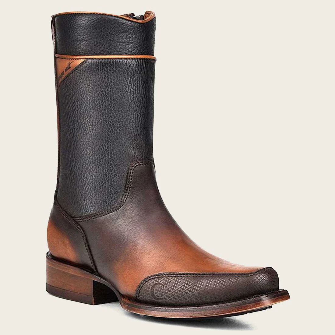 Cuadra | Urban Brown Leather Boot With Laser Engraving Motifs
