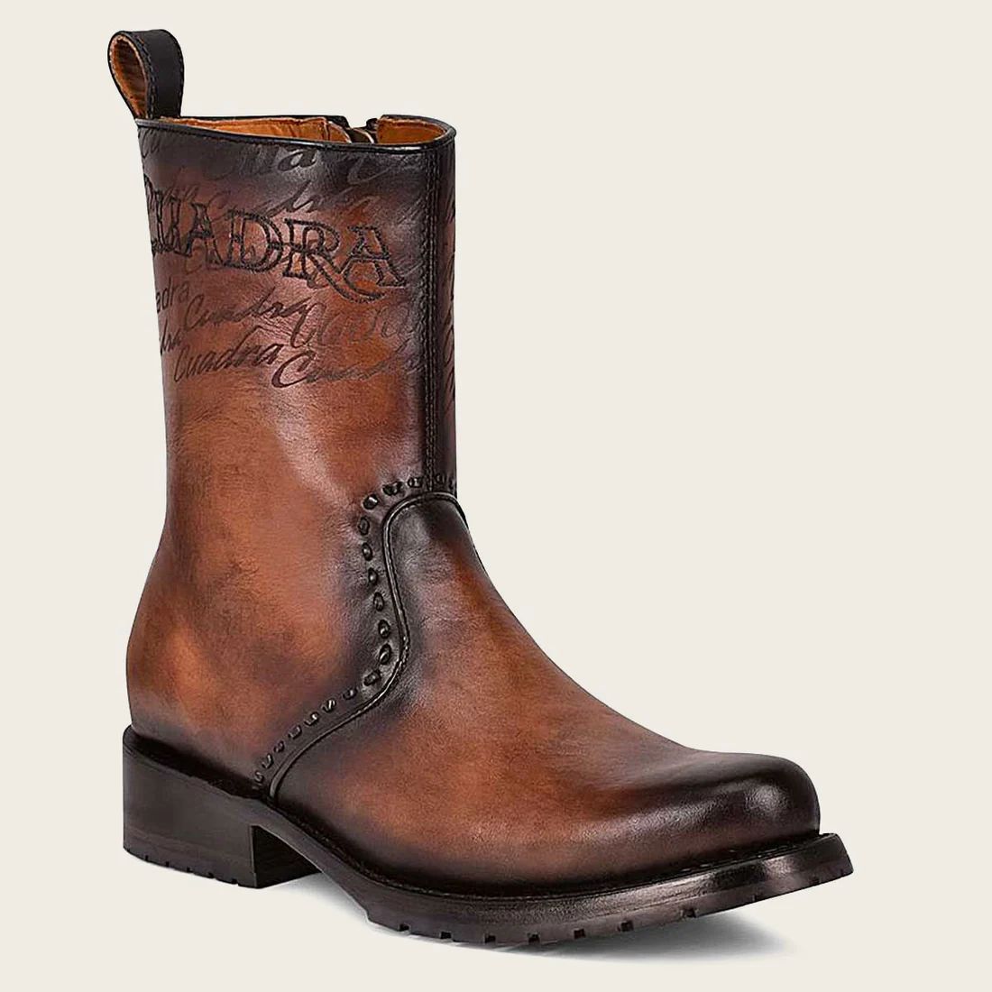 Cuadra | Embroidery And Engraved Honey Leather Boot