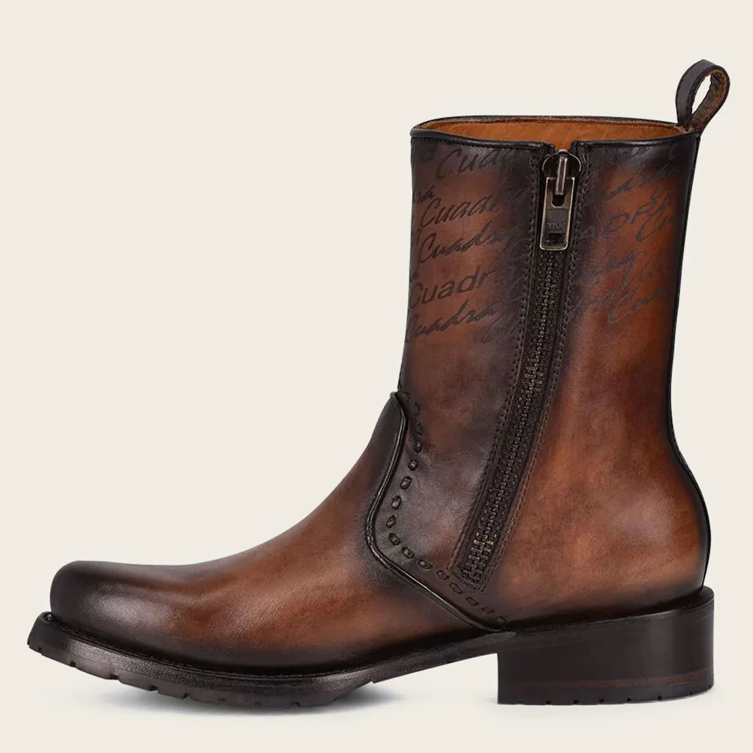 Cuadra | Embroidery And Engraved Honey Leather Boot