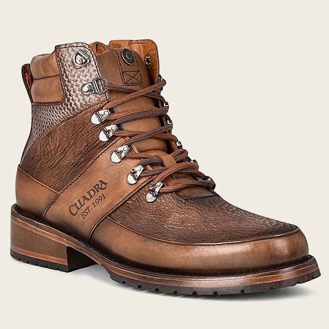 Cuadra | Engraved Honey Leather Urban Boot